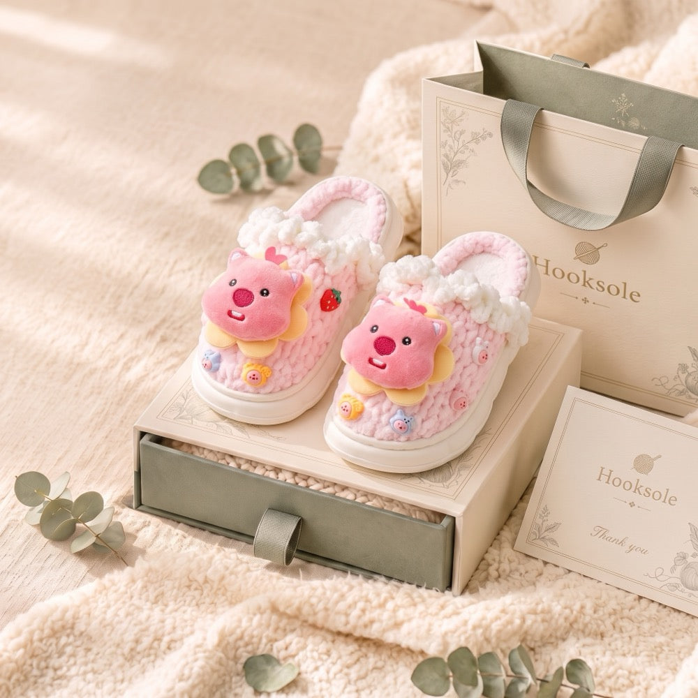 Soft Coral Knit-Look Plush Slippers – Soft Cushioned House Shoes, product photo 1 of 5