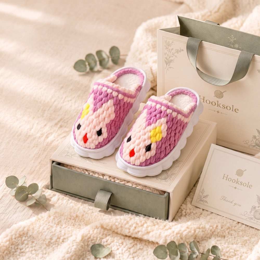 Mauve Pink Knit-Look Plush Slippers – Soft Cushioned House Shoes, product photo 1 of 5