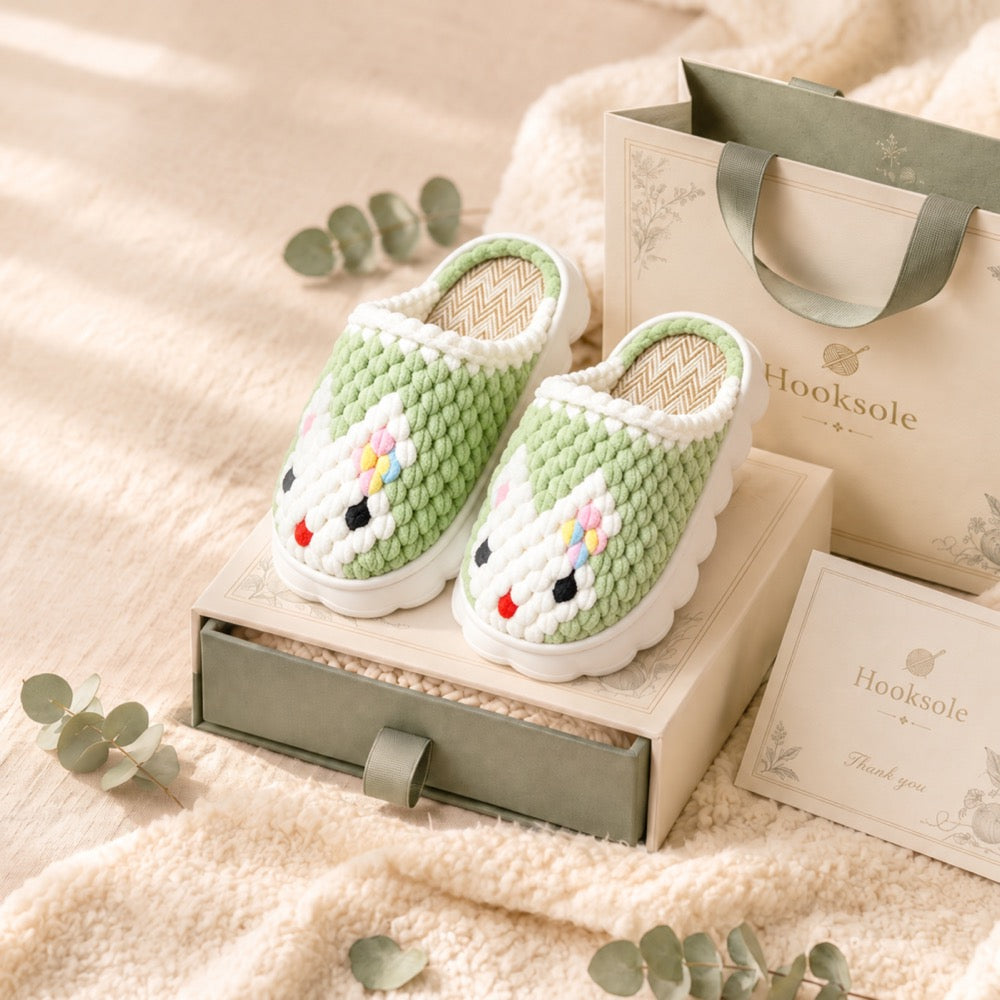 Sage Beige Knit-Look Plush Slippers – Soft Cushioned House Shoes, product photo 1 of 5