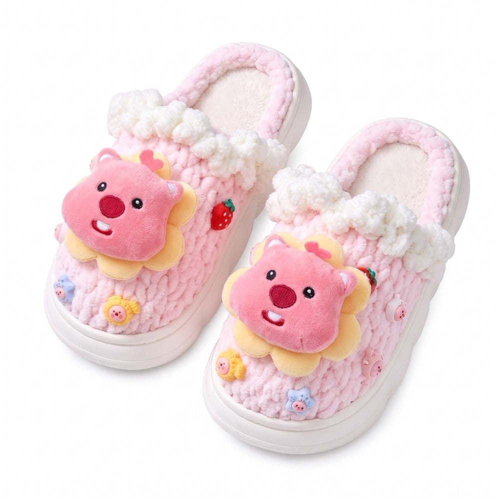 Soft Coral Knit-Look Plush Slippers – Soft Cushioned House Shoes, product photo 2 of 5