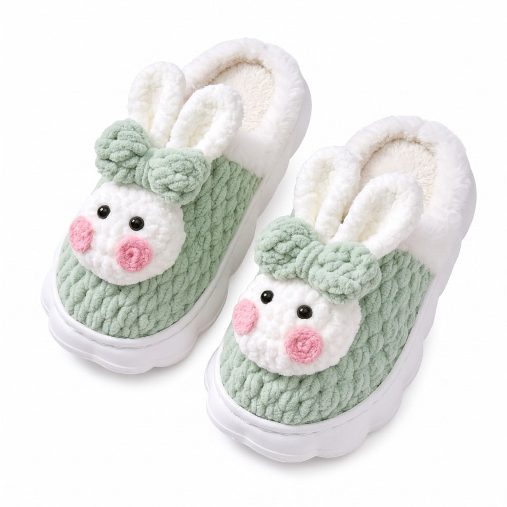 Taupe Knit-Look Plush Slippers – Soft Cushioned House Shoes, product photo 2 of 5