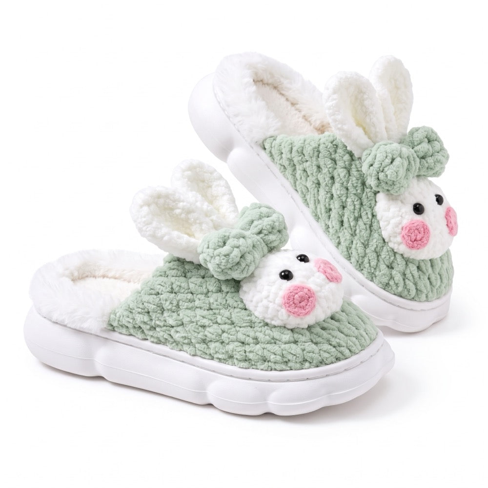 Taupe Knit-Look Plush Slippers – Soft Cushioned House Shoes, product photo 3 of 5