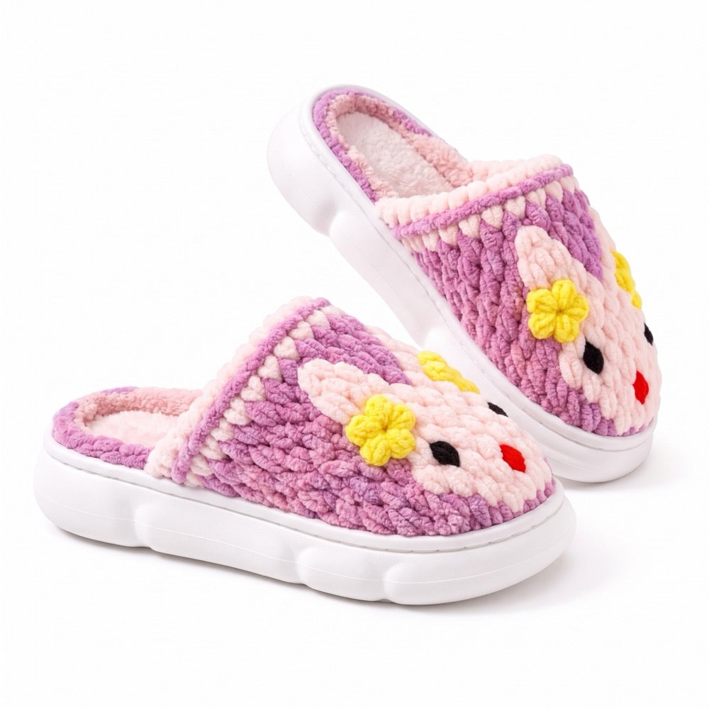 Mauve Pink Knit-Look Plush Slippers – Soft Cushioned House Shoes, product photo 3 of 5