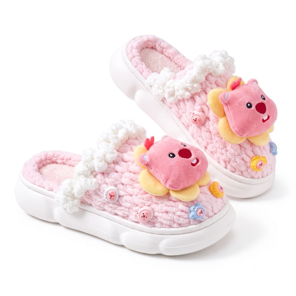Soft Coral Knit-Look Plush Slippers – Soft Cushioned House Shoes, product photo 3 of 5
