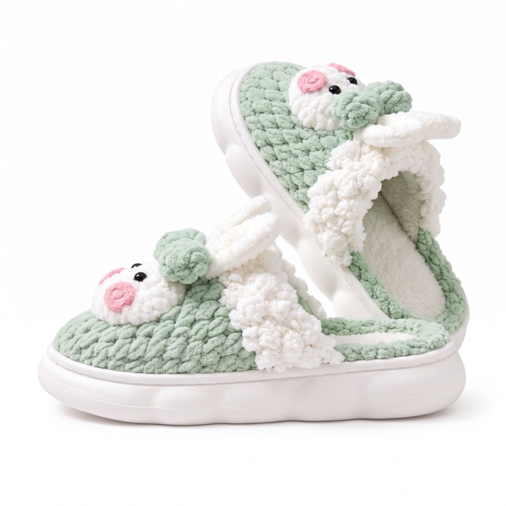 Taupe Knit-Look Plush Slippers – Soft Cushioned House Shoes, product photo 4 of 5