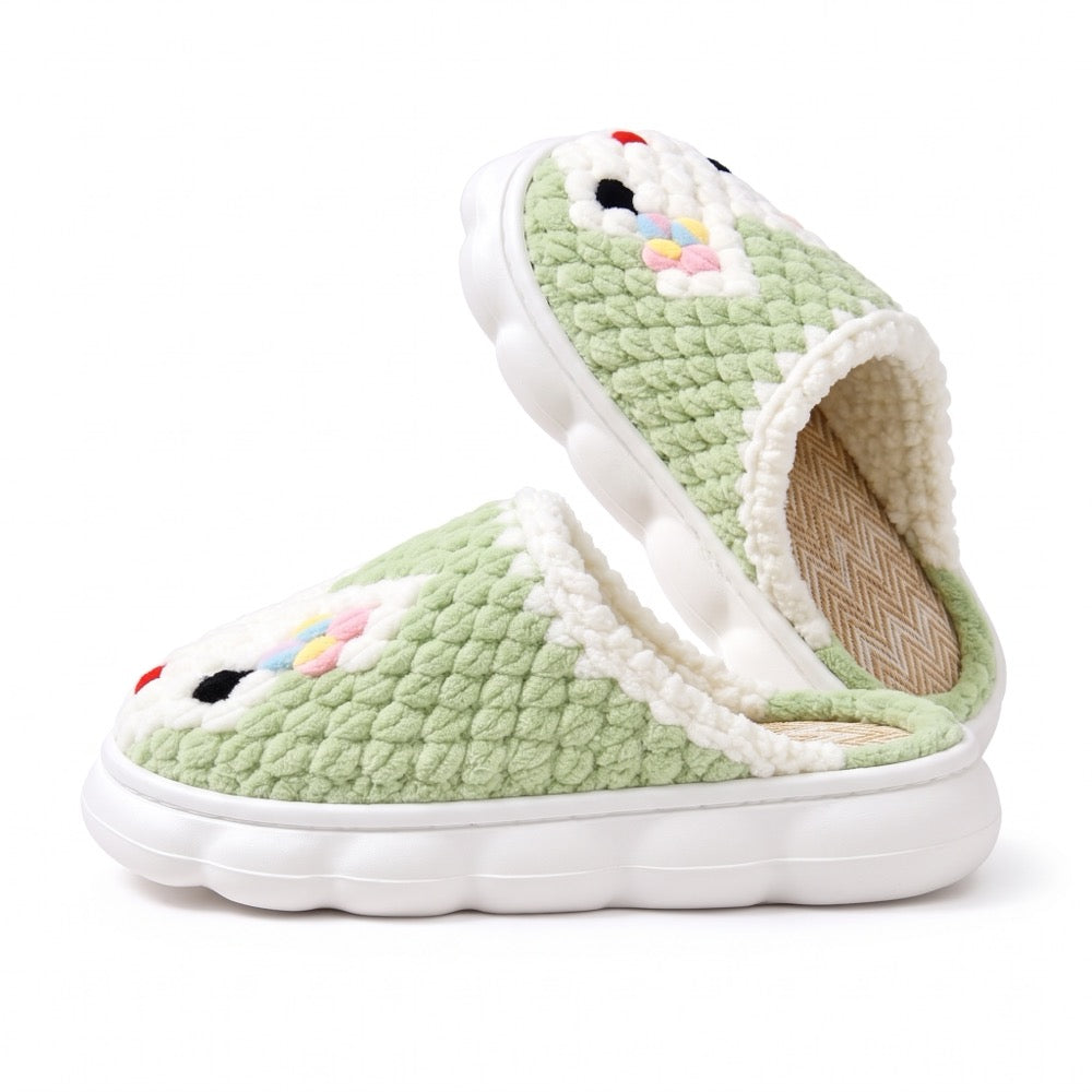 Sage Beige Knit-Look Plush Slippers – Soft Cushioned House Shoes, product photo 4 of 5