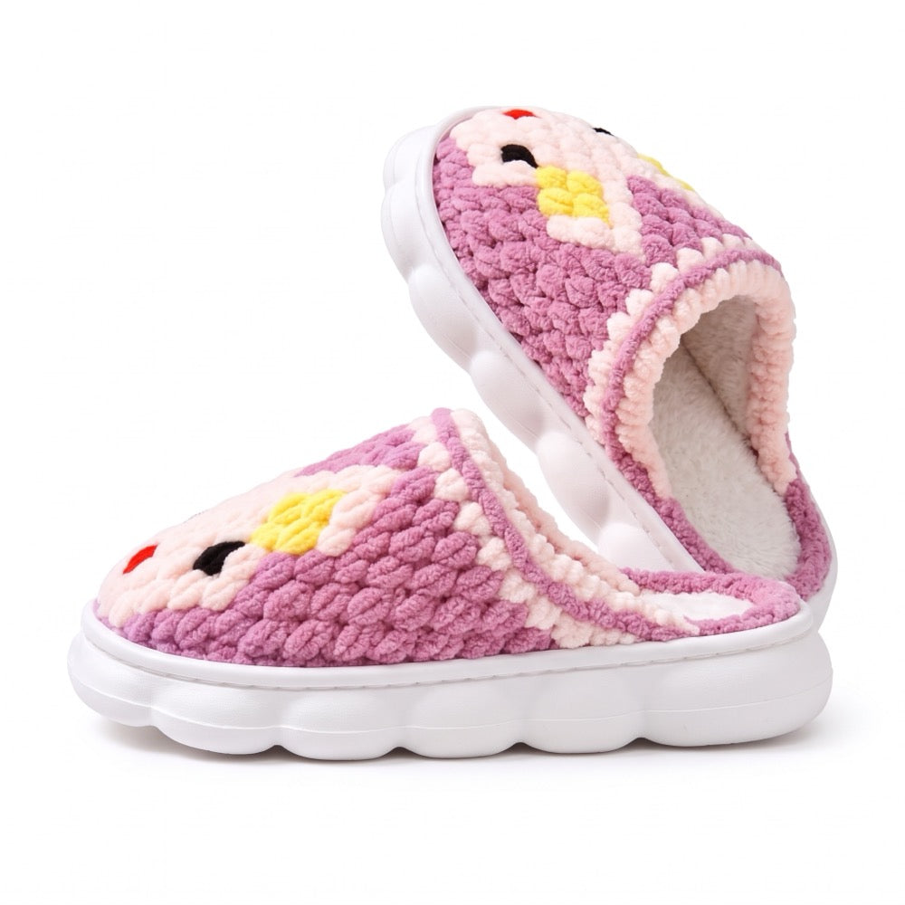 Mauve Pink Knit-Look Plush Slippers – Soft Cushioned House Shoes, product photo 4 of 5