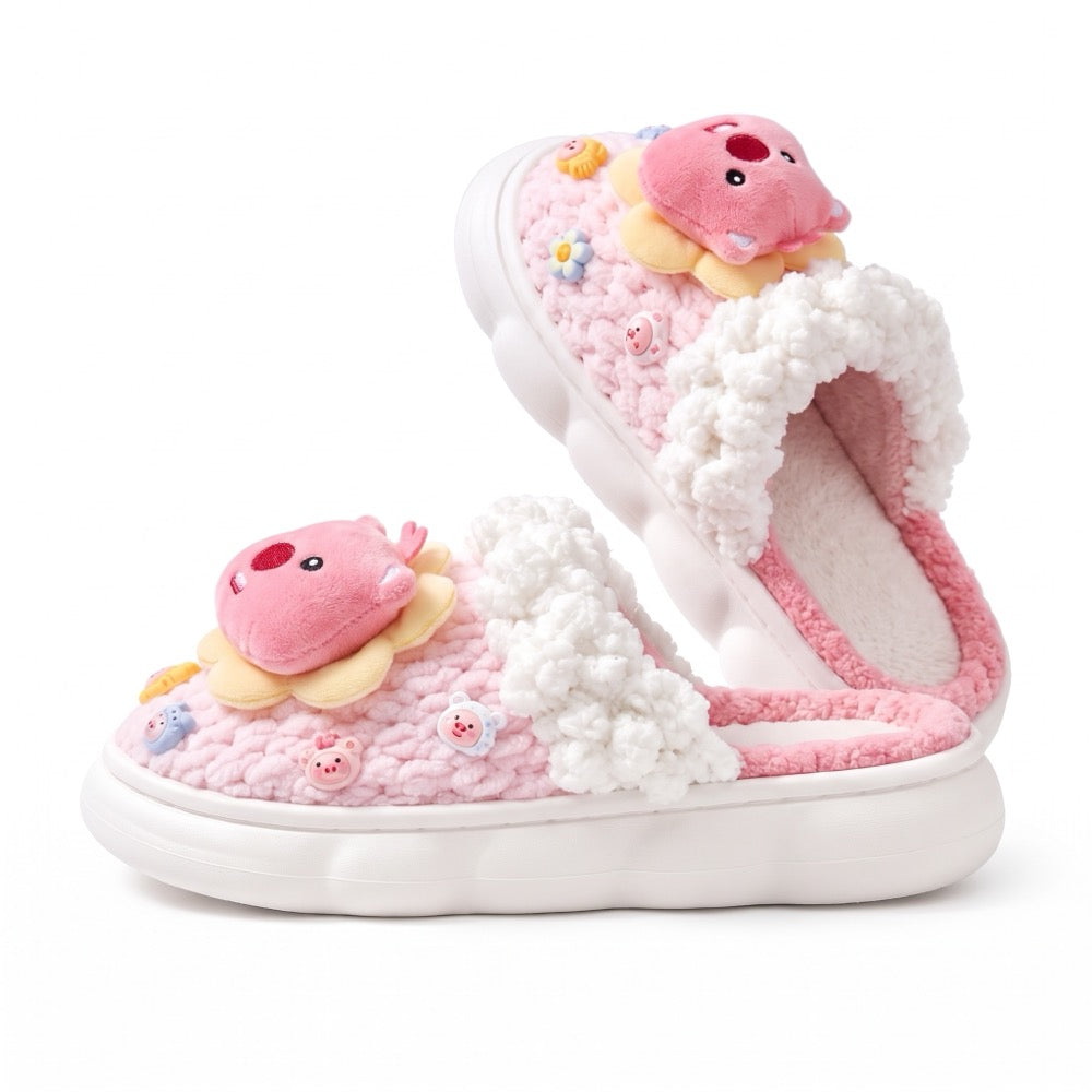 Soft Coral Knit-Look Plush Slippers – Soft Cushioned House Shoes, product photo 4 of 5