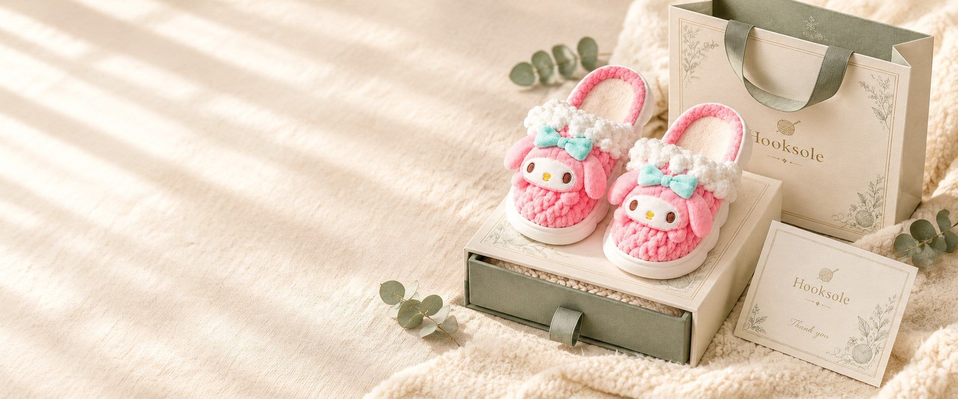 Hooksole slippers and gift packaging